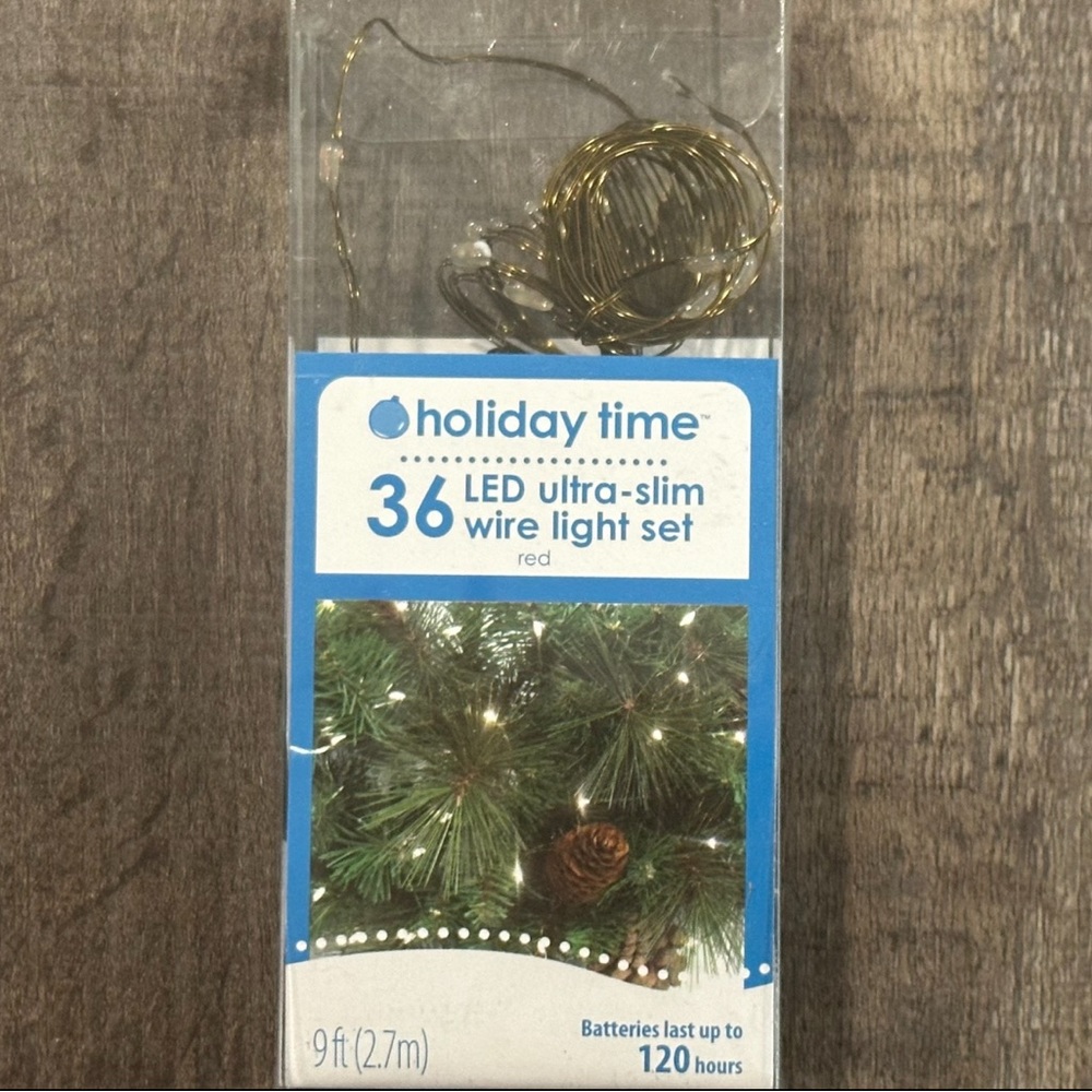 New 9ft Holiday Red 36 LED Ultra-Slim 3-Function Wire Fairy Light Set with Timer